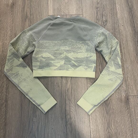 Copied - NEW GymShark Adapt Ombre Green Fleck Long Sleeve Seamless Crop Top Sz S - Picture 5 of 6